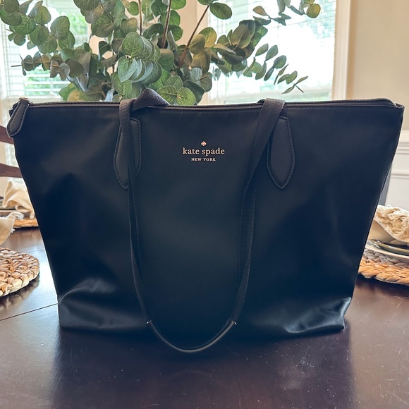 Kate Spade Nylon Tote, Silver Hardware - Black - Lightly Worn - Picture 1 of 7